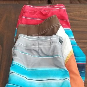 Lot Of 3 Pairs Of Board Shorts Size 34.